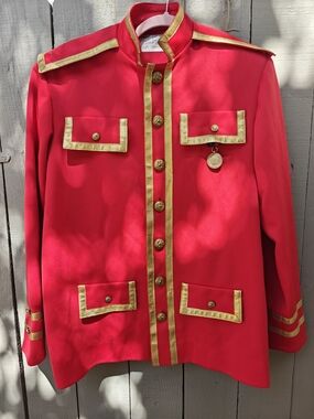Red Military-Style Jacket with Gold Trim